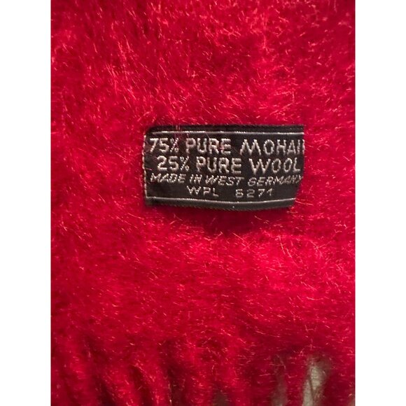 VTG Mohair Wool Scarf Red Fuzzy Soft 75% Mohair 25% Wool Made in West Germany - Picture 2 of 5